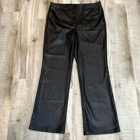 Halogen vegan leather wide leg pants size 10 - Picture 2 of 12
